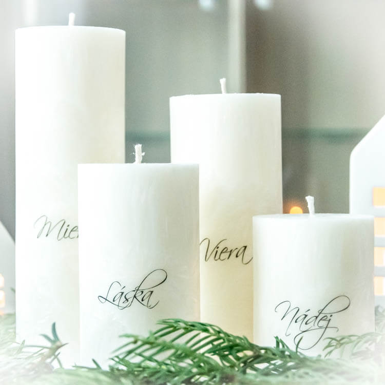 Fotka sviečok z kolekcie ' Adventné - Biele so Symbolmi